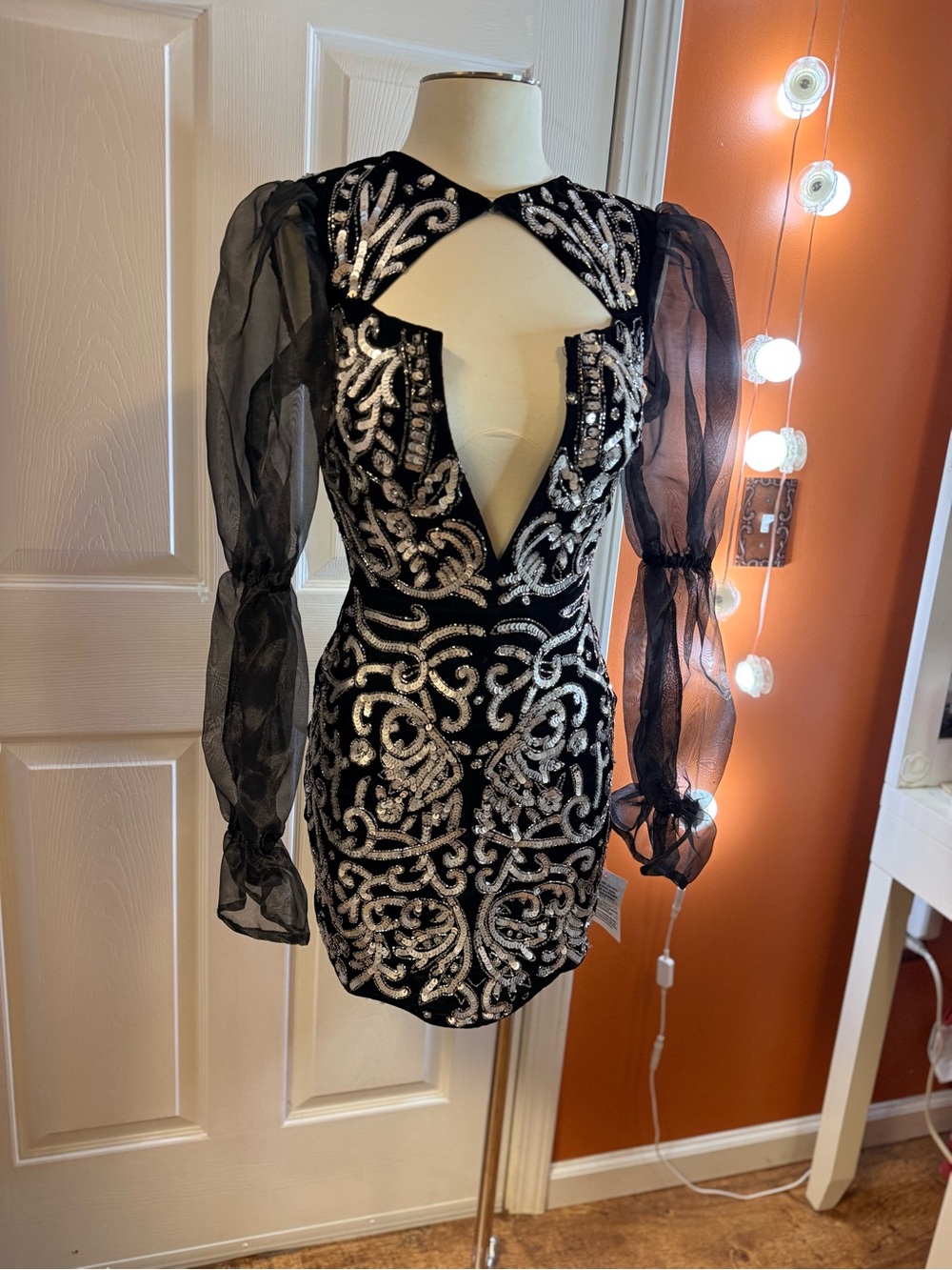 ASOS Black Mini Dress with Silver Sequin Embellishment
